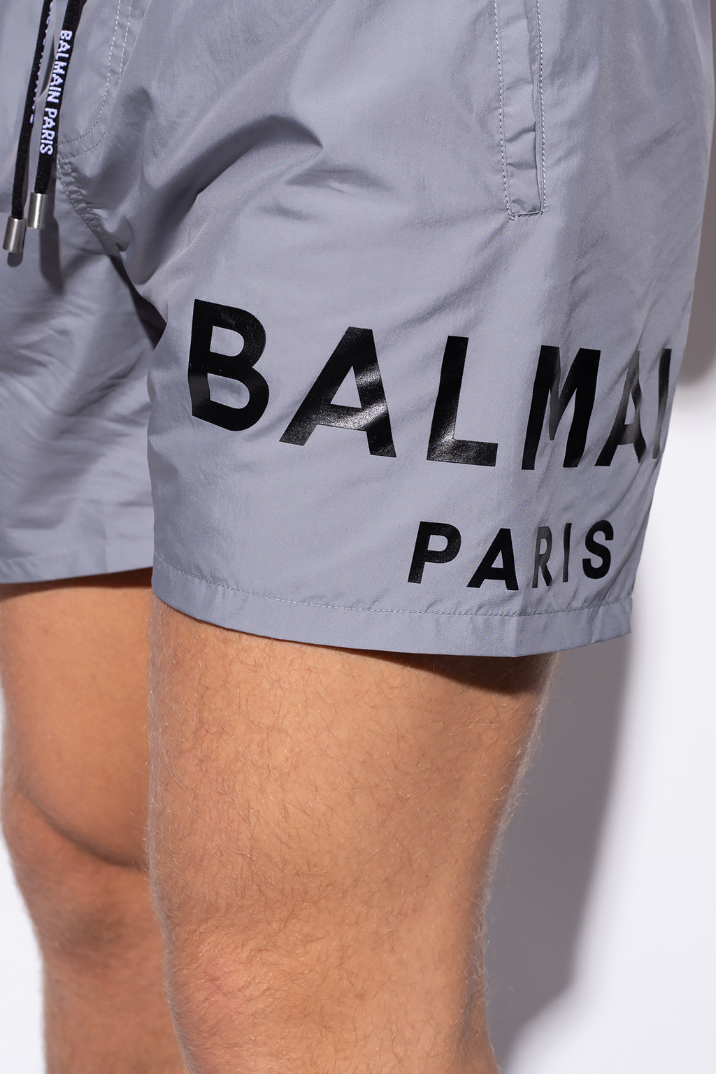 Grey Swim shorts with logo shoulder balmain - shoulder